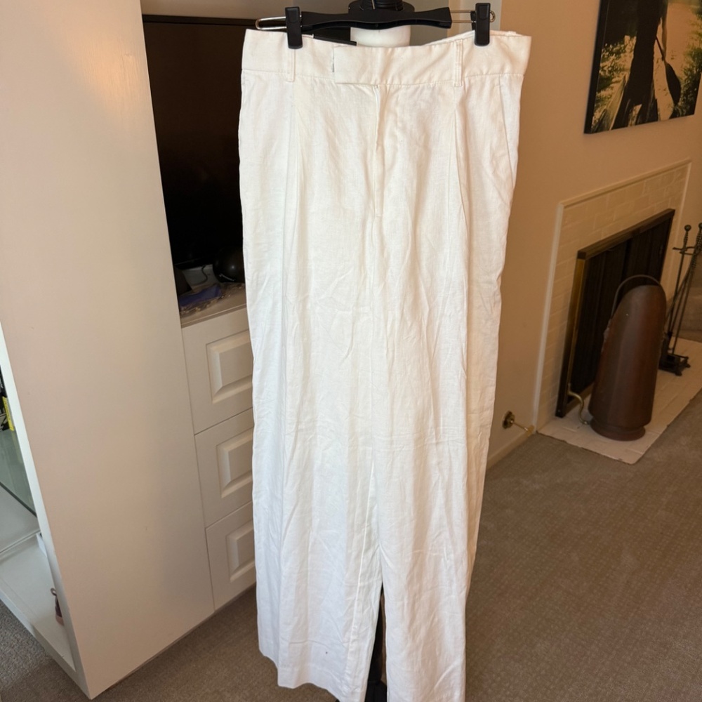 NWT Banana Republic White Wide Leg Pants High Rise Cotton (Size 10)